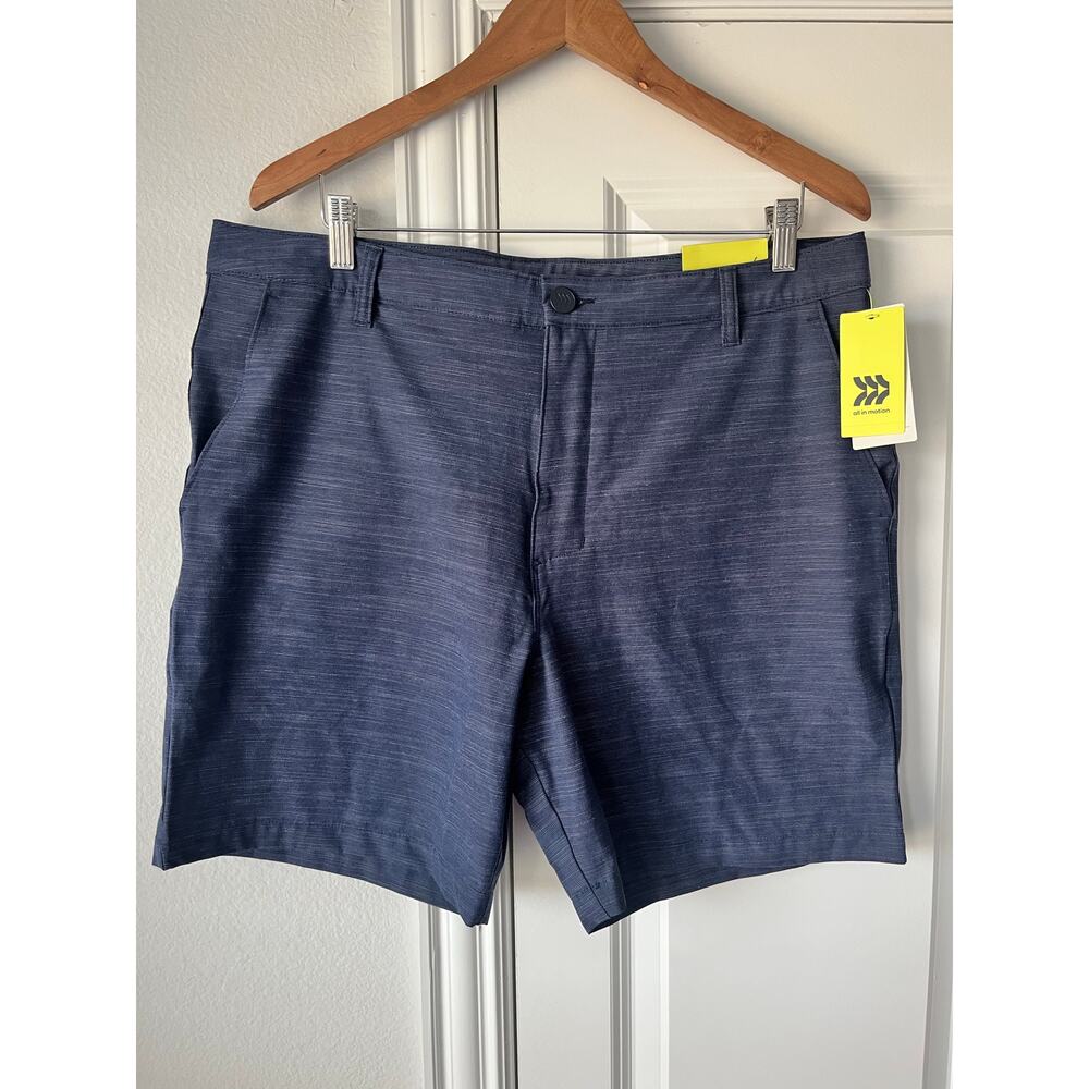 NWT Mens Sz 38 All in Motion Navy Blue Heathered Golf Shorts Stretch 7" Inseam